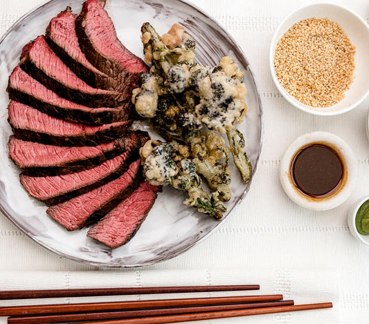 How To Cook Grilled Dry Aged Rump Steak, Broccoli Tempura & Soy