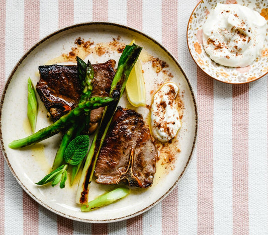 How To Cook Charred Lamb Chops With Asparagus, Spring Onion & Labneh
